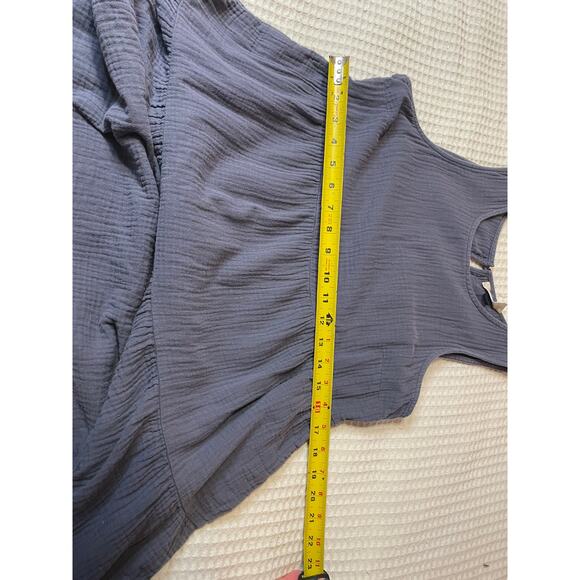 Universal Thread Cotton Gauzy Tank Tiered Navy Blur Mini Dress W/ Pockets Small - Picture 8 of 12